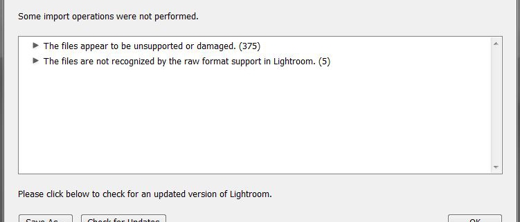 Fehlermeldung: Lightroom erkennt dein Raw Format nicht!, lightzroom raw format unterstützung